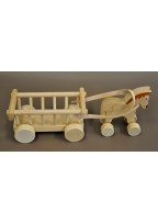 Drevená hračka koník s vozom