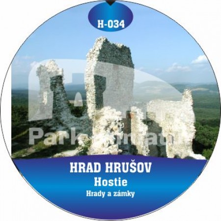 Button Hrady 034 Hrad Hrušov I, Hostie