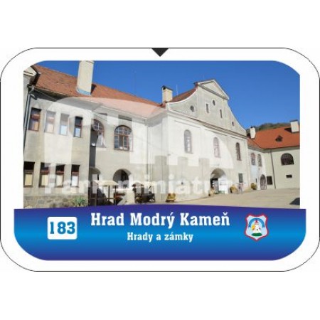 Button obdĺžnik Hrady 183 Hrad Modrý Kameň