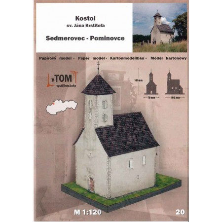 Papierový model Kostol sv. Jána Krstiteľa, Sedmerovec - Pominovce